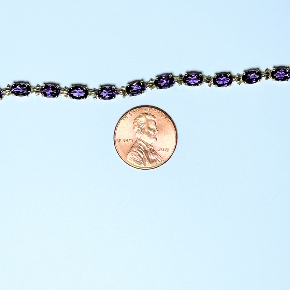 Amethyst Tennis Bracelet, 14k Yellow Gold - Picture 5 of 15